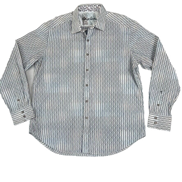 Robert Graham Shirt Mens XL Classic Long Sleeve Button Up White Flip Cuff Preppy - Picture 1 of 12